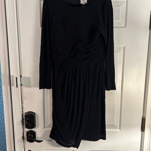 Suzi Chin for Maggy Boutique Black Ruched Wrap Dress